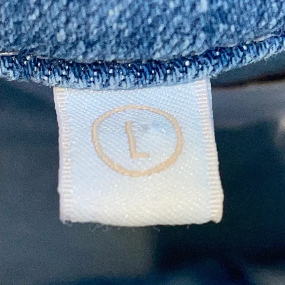 JEN7 by 7 For All Mankind Denim Shirt Dress | Large | Snap Front | Stretch Jean - Picture 7 of 11